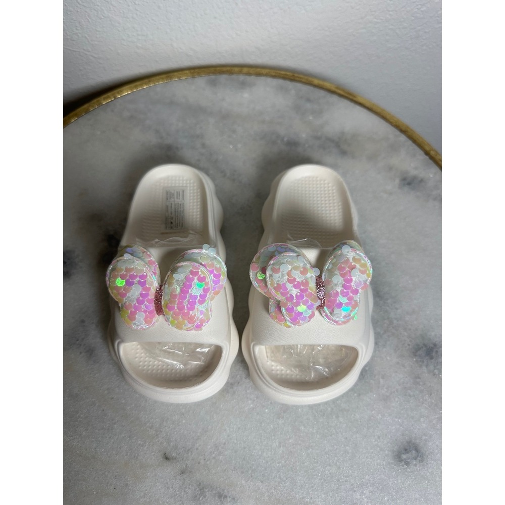 Girls Butterfly Sequin Cloud Slides Platform Sandals White‎ Toddler